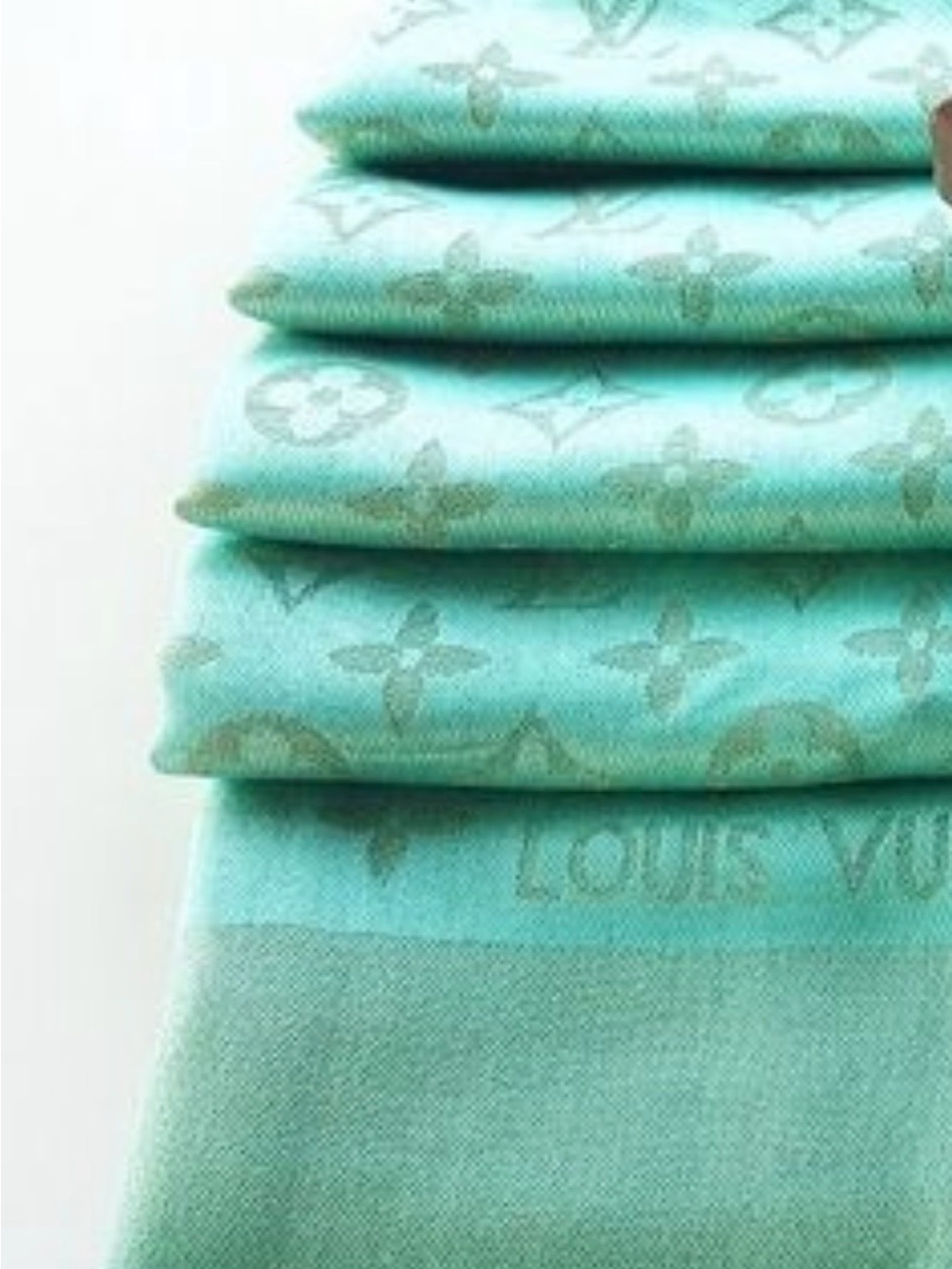 Louis Vuitton Mint Green Monogram Shawl Scarf